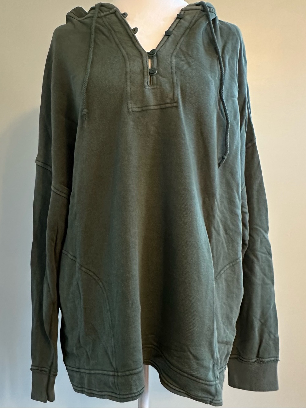 Olive Green Hooded Pullover Sweatshirt